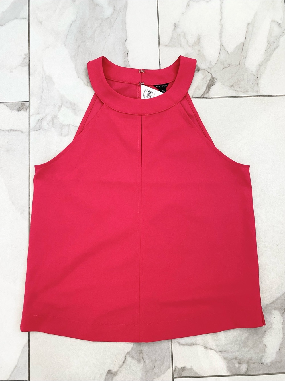 Ann Taylor NWT Pink Halter Neck Sleeveless Top Subtle Front Split M Classic